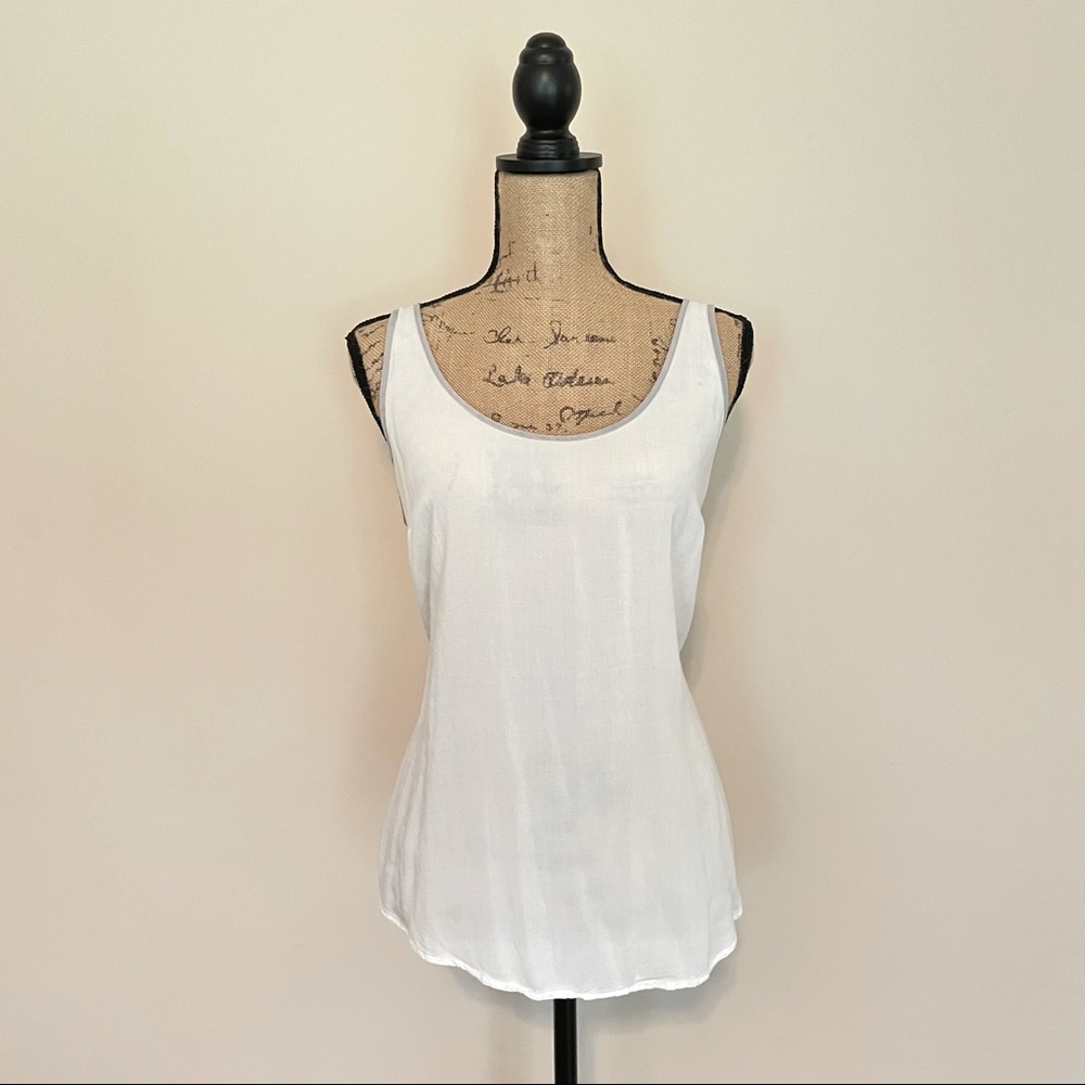 Sheer Scoop Neck Tank Top White